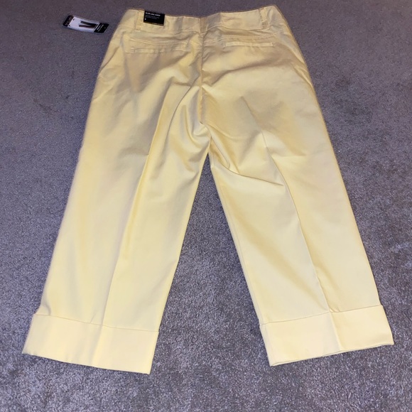 Larry Levine Pants & Jumpsuits Pleated Yellow Capri Pants Poshmark